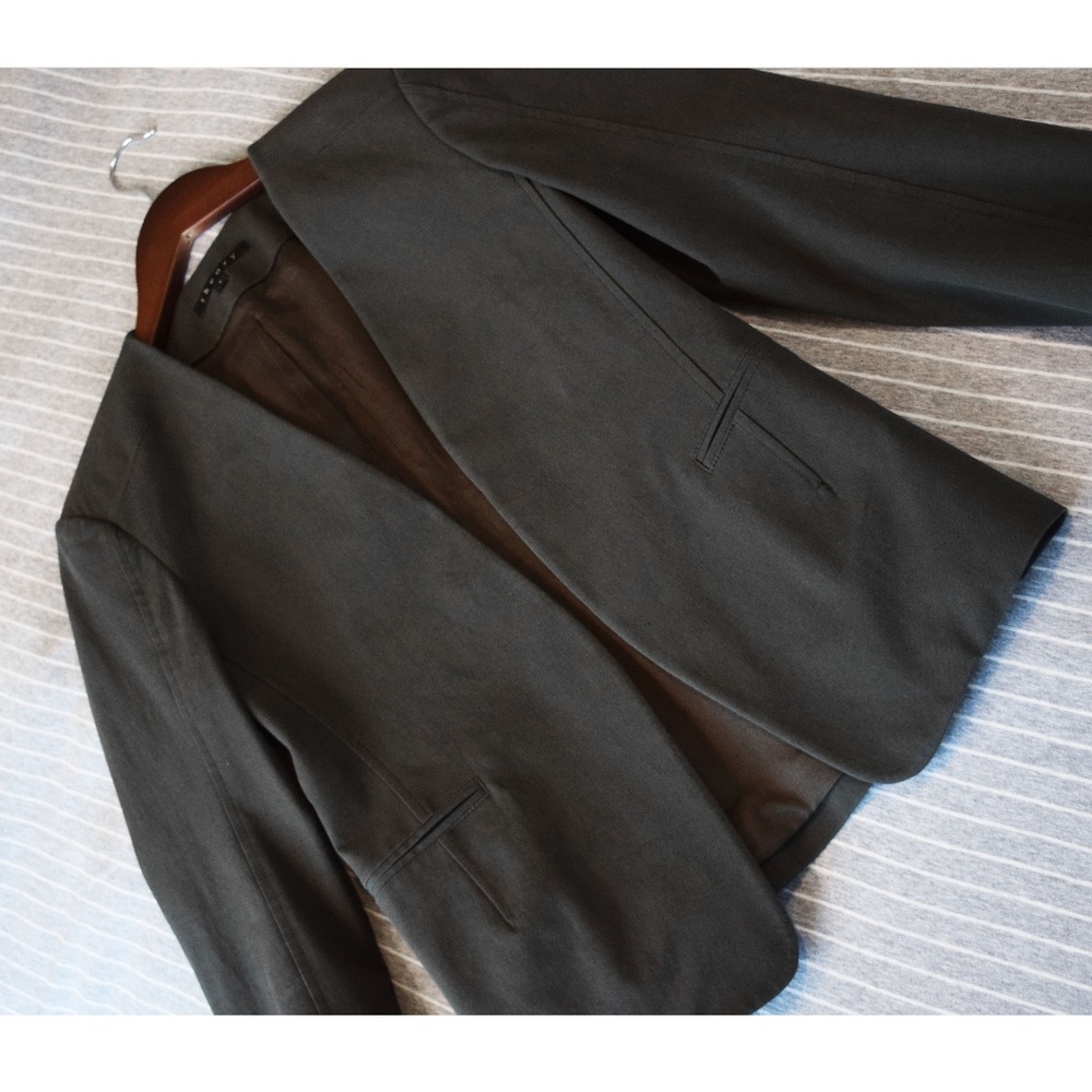 Theory Cool, Muted Green Collarless Blazer